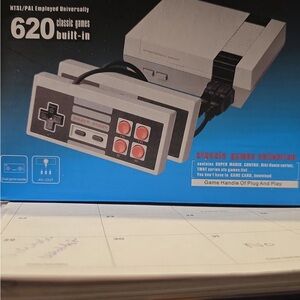 Retro Gaming Console with 620 Built-in Games - Black and Gray